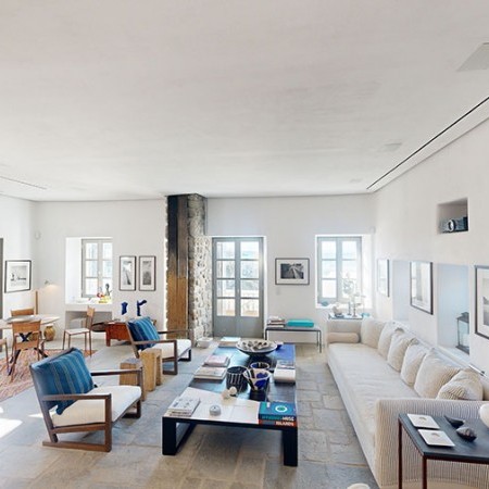 the main living room of Mykonos villa Arience