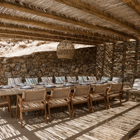 shaded dining area