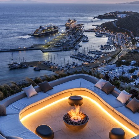 night view and outdoor firepit