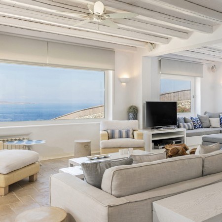 living room of Auriane villa in Mykonos