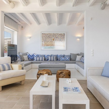 living room of Auriane villa in Mykonos