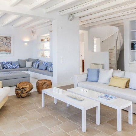 living room of Auriane villa in Mykonos