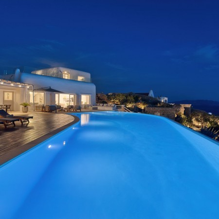 Mykonos villa Maya at night