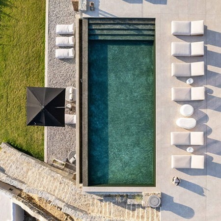 aerial pool view of villa Soprano Mykonos