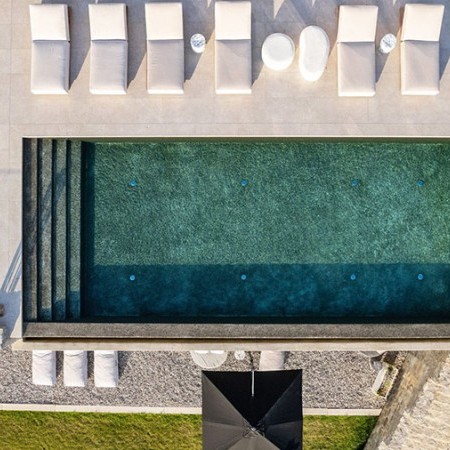 aerial pool view of villa Soprano Mykonos