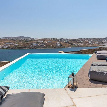 pool area of Uma villa in Mykonos