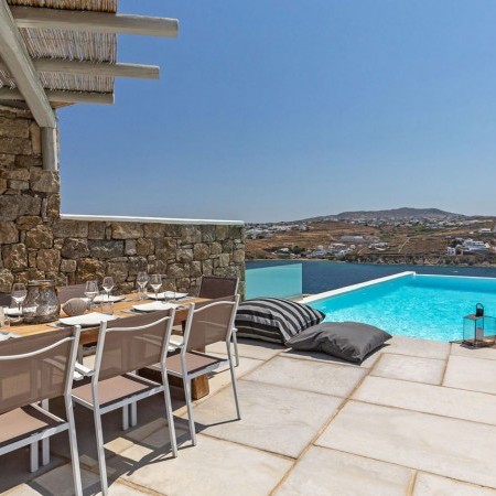 pool area of Uma villa in Mykonos