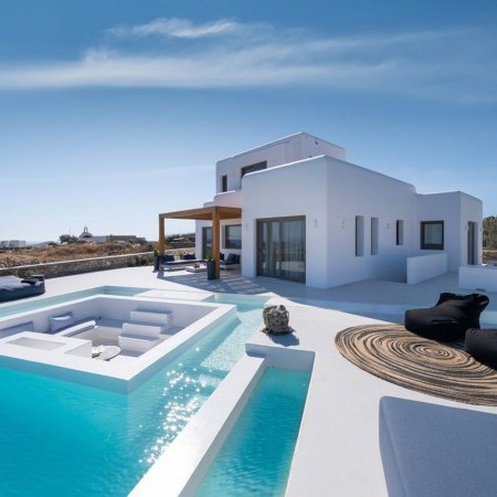 pool area of villa Calla Mykonos