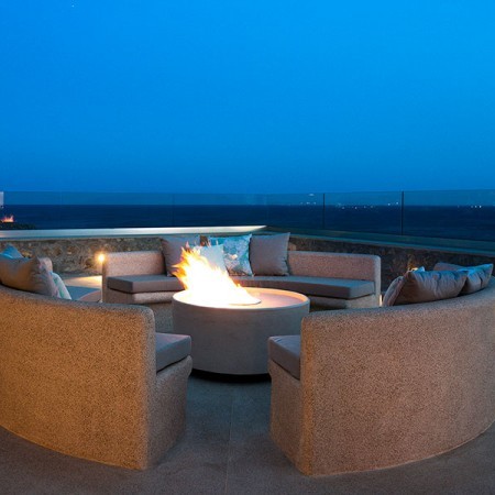 outdoor sitting area at night