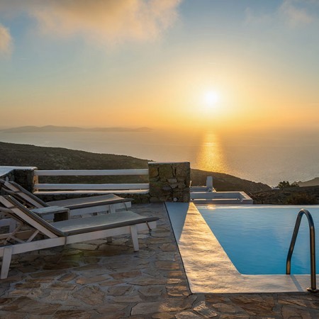 sunset view from villa crystal mykonos