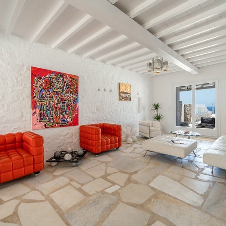 living room of villa Mondego Mykonos