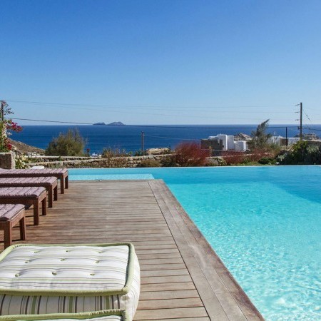 pool area of Mimosa villa in Mykonos