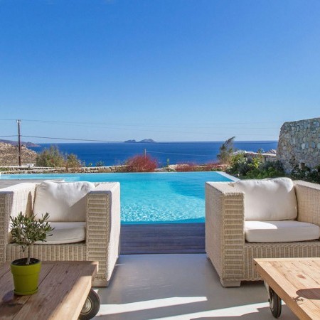 pool area of Mimosa villa in Mykonos