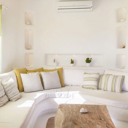 living room of villa Mimosa in Mykonos