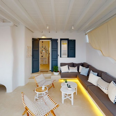 outdoor lounge of Mykonos villa Marine