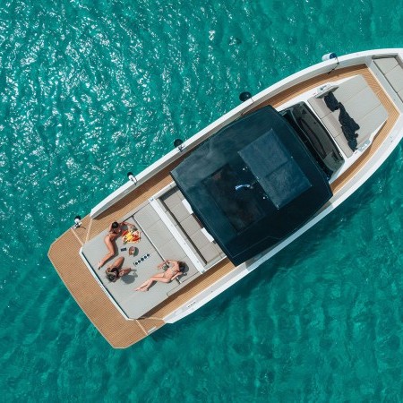 aerial view of De Antonio yacht mykonos