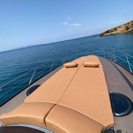 the front sun beds of the boat