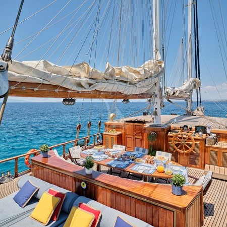 deck lounge on Myra sailing gulet