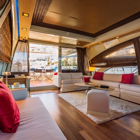 the yacht's indoor salon