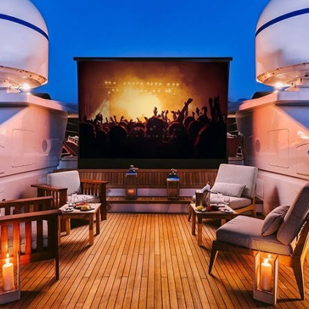 cinema on the deck at night