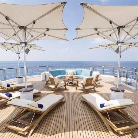 lounging area on the boat's deck