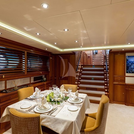 Norfolk Star yacht interior dining area
