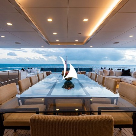 dining area of the boat