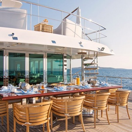 O'Natalina yacht upper deck dining