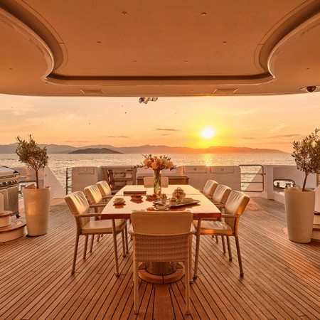 sunset from Oasis superyacht Greece