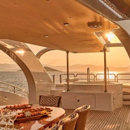 sunset from Oasis superyacht Greece