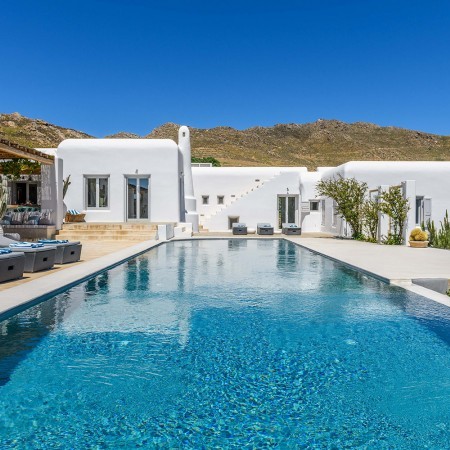 pool area of Villa Oberon Mykonos