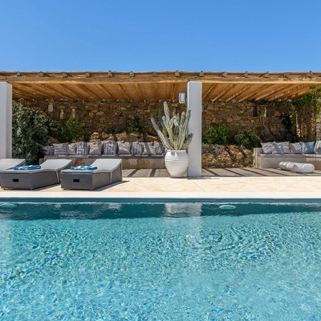 pool area of Villa Oberon Mykonos