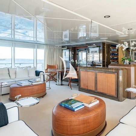 the yacht's interior lounge