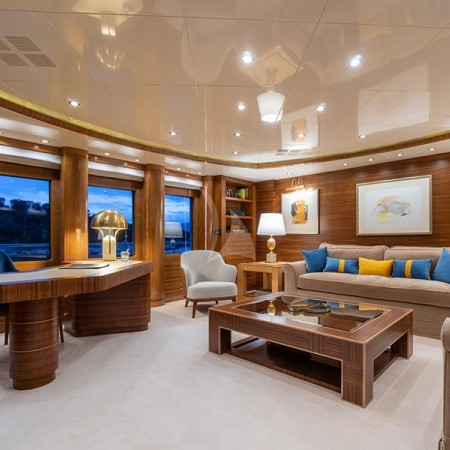 main living room salon on the boat's interior