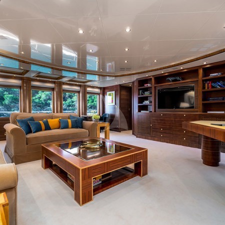 main living room salon on the boat's interior