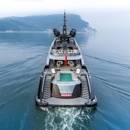 Okto yacht aerial view