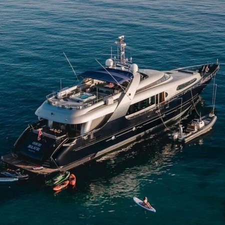 aerial view of One Blue superyacht