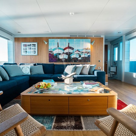 the yacht's main living room