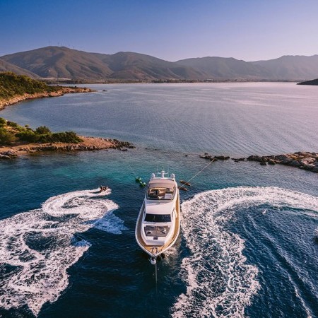 aerial view of Oxygen 8 yacht