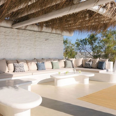outdoor shaded lounging area