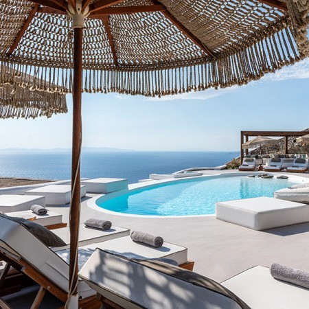 pool area of luxury villa Parvati Mykonos