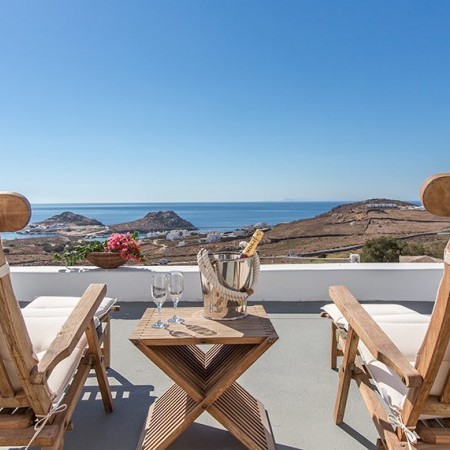 sun loungers at Villa Passoa Mykonos