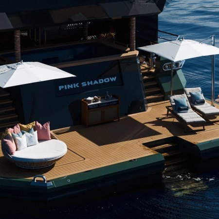aerial view of Pink Shadow yacht