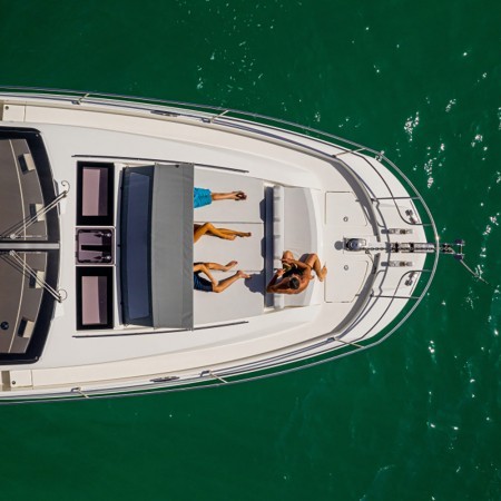 aerial view of Bazinga yacht