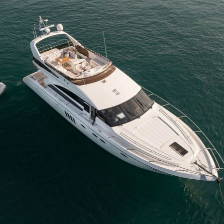 aerial photo of princess 62 yacht mykonos