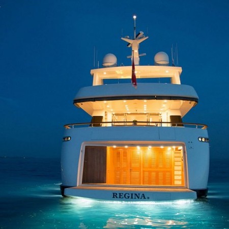 Regina K superyacht at night