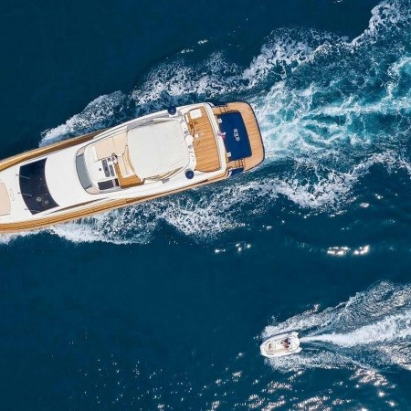 aerial photo of Riva 85 yacht