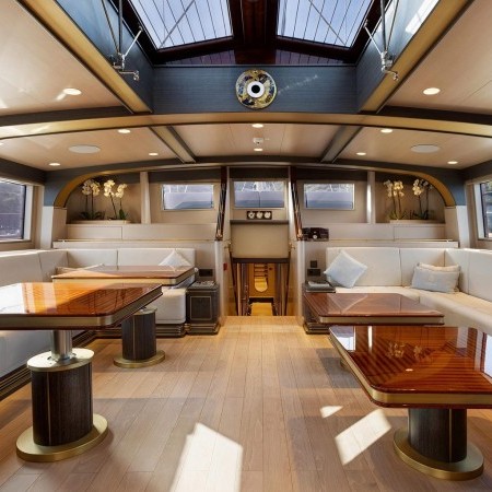 the yacht's interior