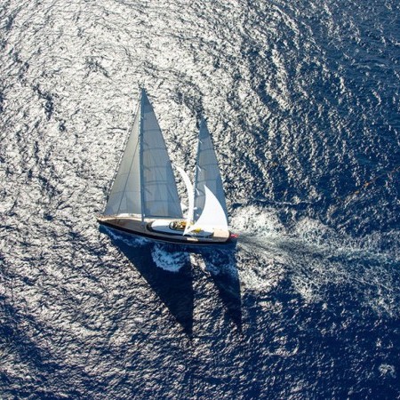 aerial shot of Salvaje yacht