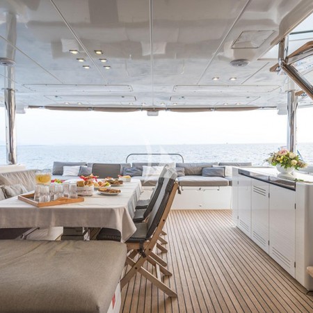 spacious deck on Selene catamaran charter